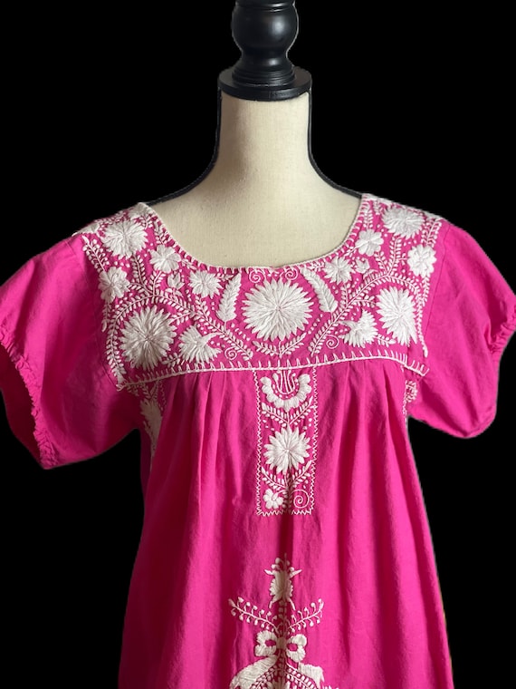 1970s Pink Mexican Oaxacan dress - image 2