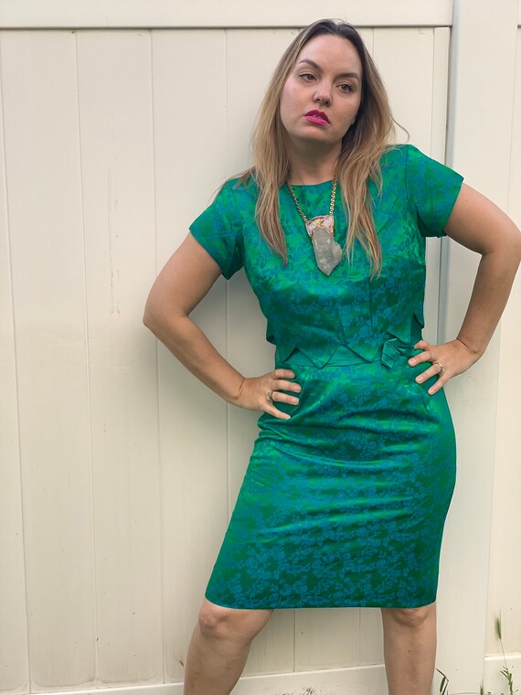 green emerald velvet dress Unique Vintage Forest Green Holloway Wiggle Dress