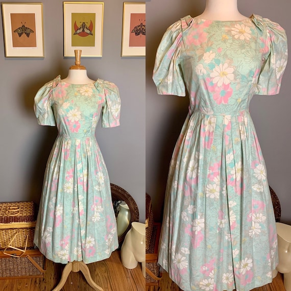 Vintage 1980s Lanz Petite Floral Party Dress • Vin
