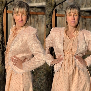 Lace Jacket • Vintage Jacket • Pink Lace Jacket • Formal Jacket • Fall Jacket • Lace Coat • 80s Jacket • Pale Pink lace Jacket •