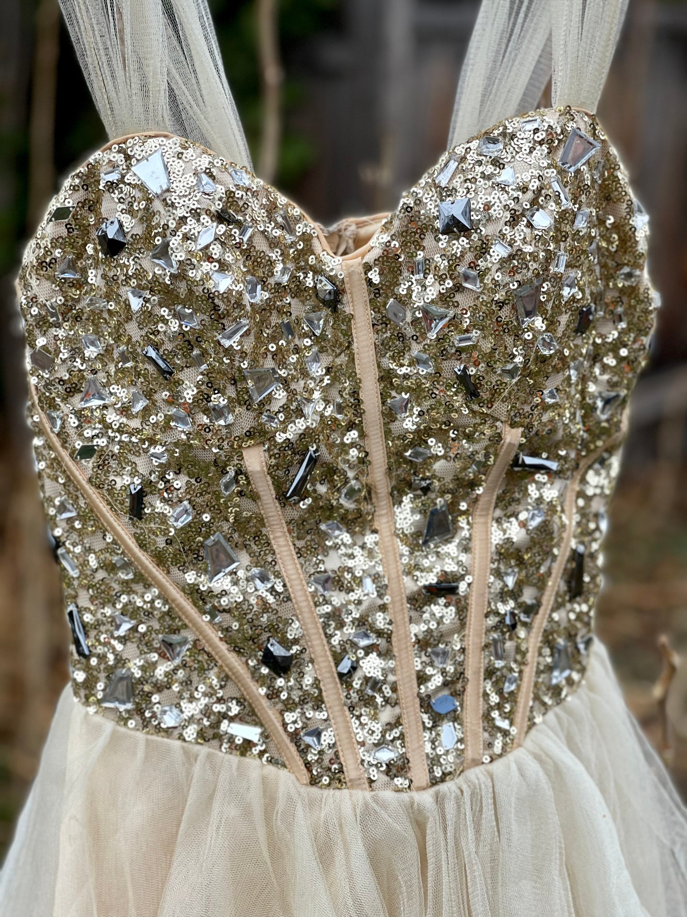 Vintage Cindy USA Cocktail Dress • Jeweled Bodice Dress