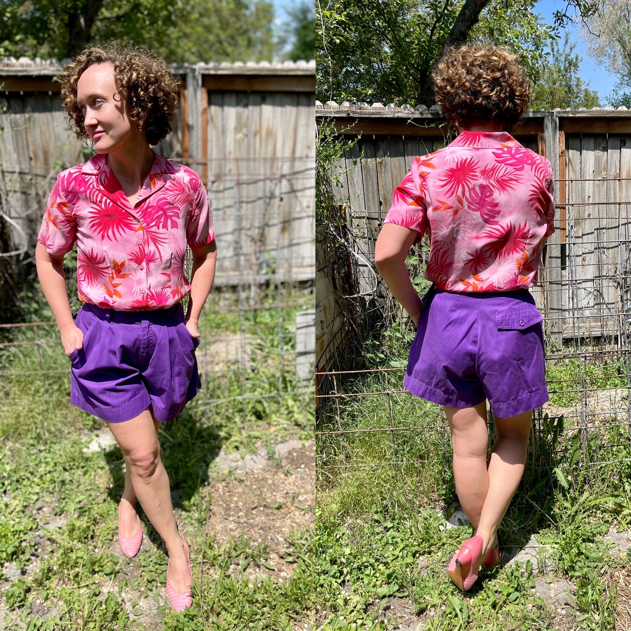 90s Purple Pleated Shorts • High Waisted Retro Mom Style - Etsy