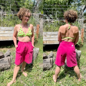 90s Pink High Waisted Wide Legged Shorts • Vintage Mom Shorts • American Chino Technics •