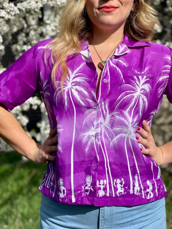 Vintage Hawaiian Blouse • Purple Vintage Blouse •… - image 10