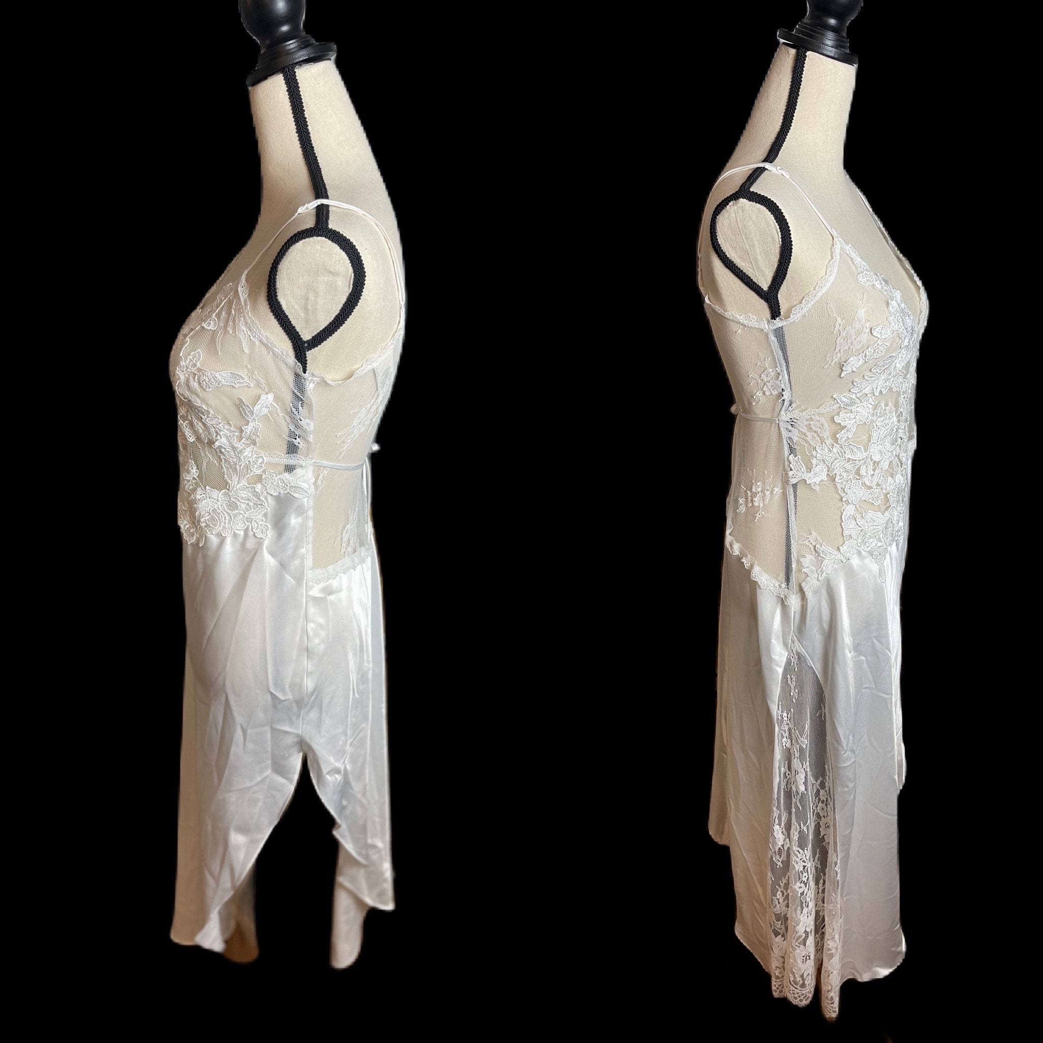 Diane Samandi ナイトウェア ウェディング レース ローブ VTG JONQUIL by Diane Samandi Bridal White Satin, Lace