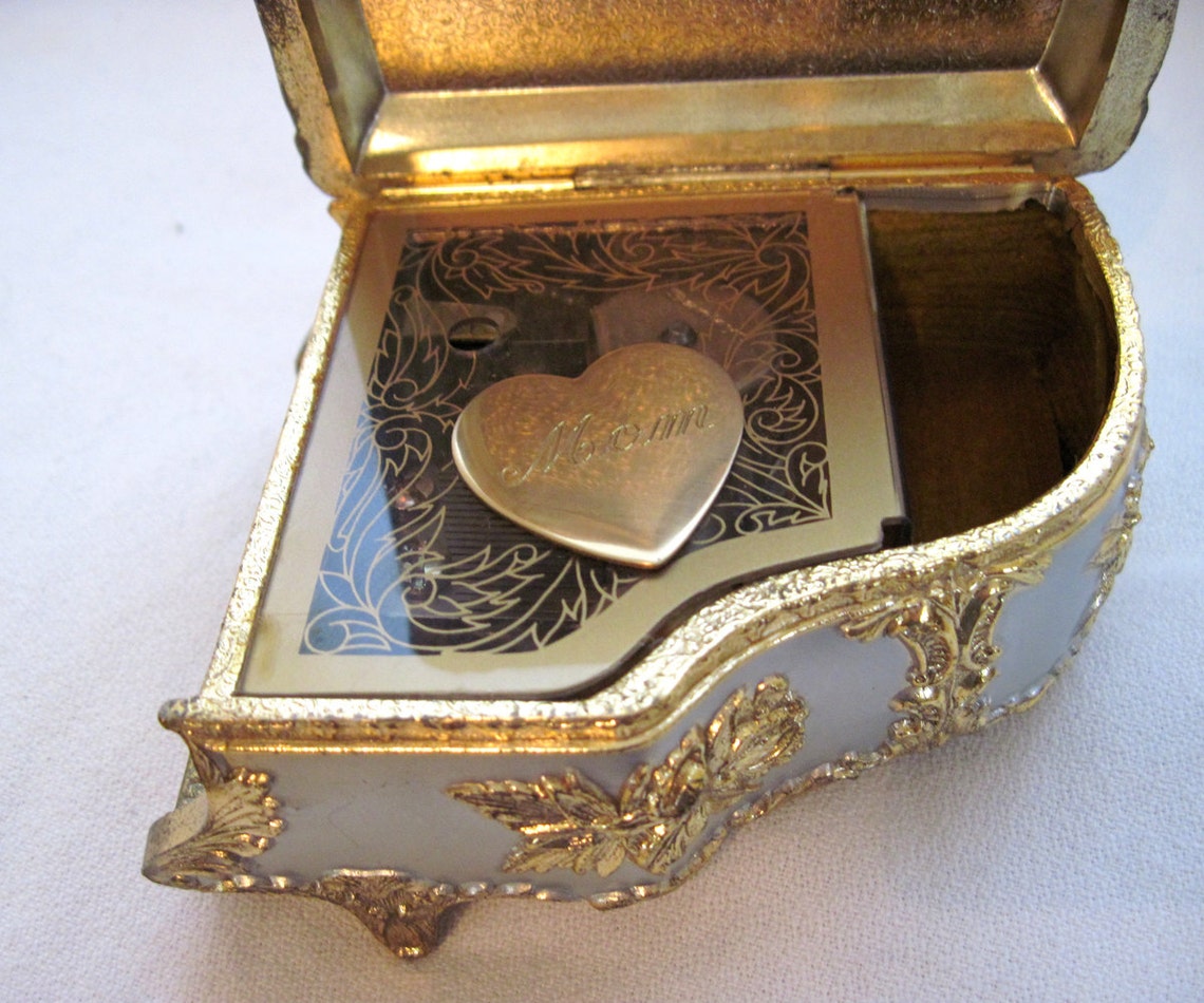 Piano Music Box Made in Japan Vintage Gold Silver Blue Etsy