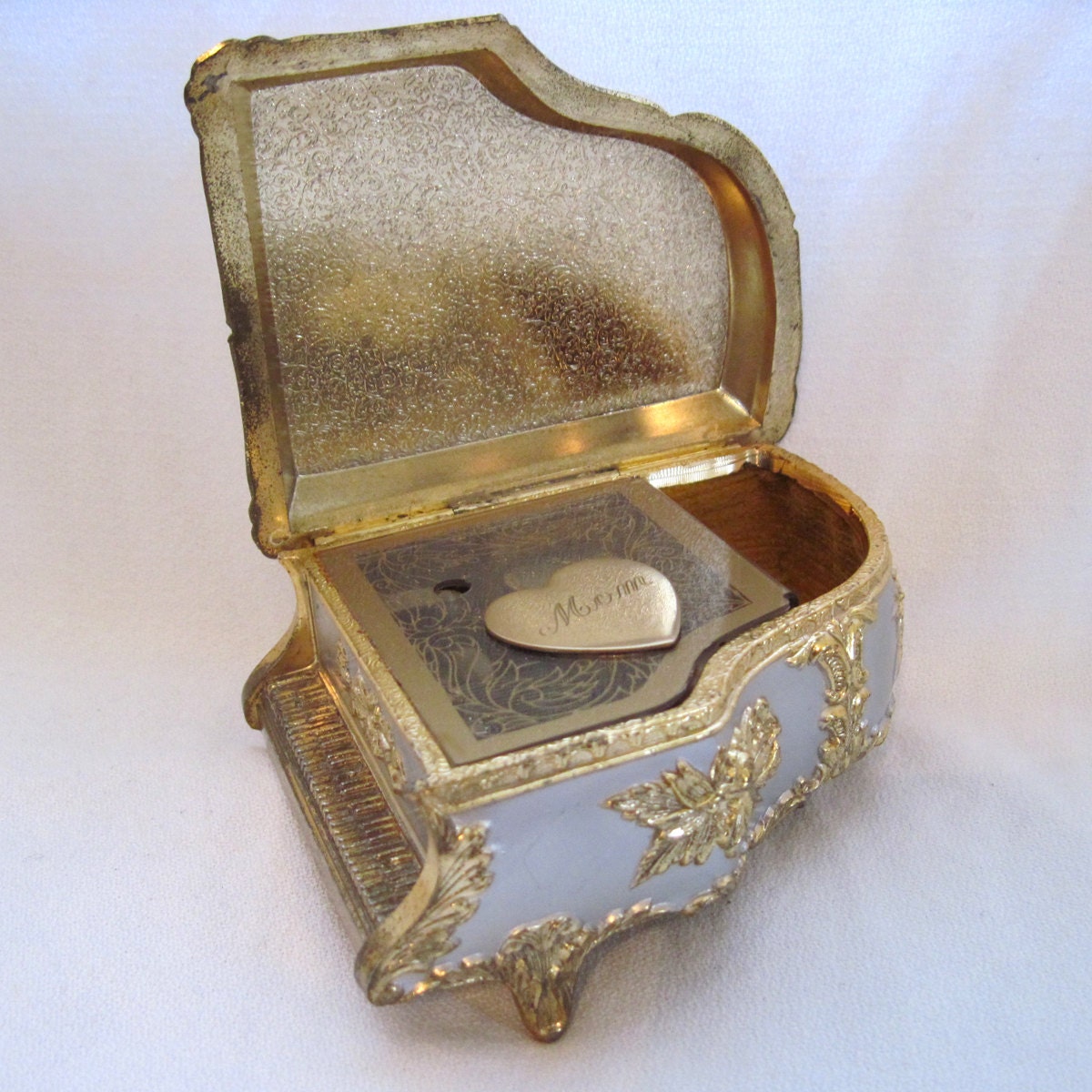 Piano Music Box Made in Japan Vintage Gold Silver Blue Etsy