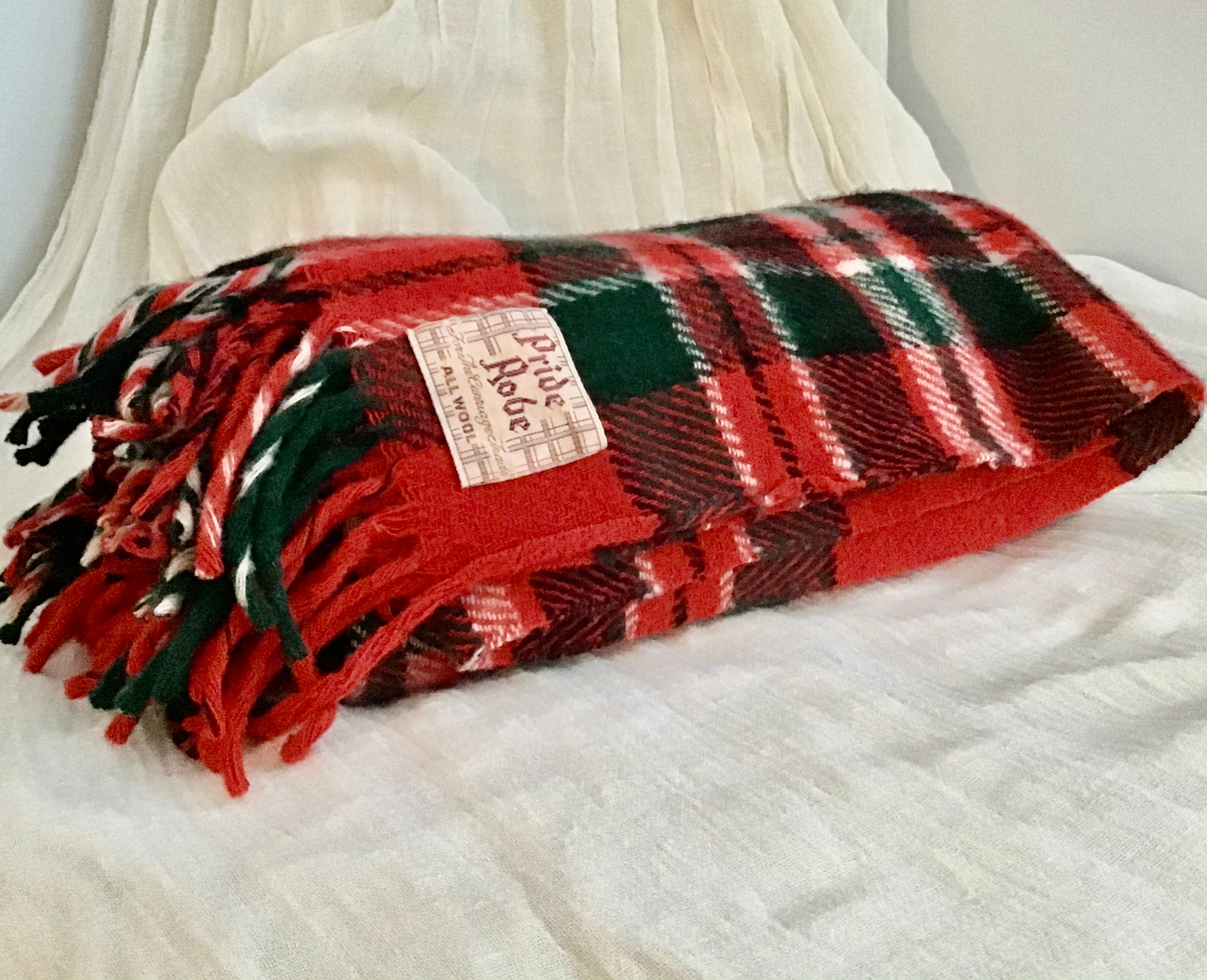 Werfen Sie Wolldecke mit Fransen rote schwarze Streifen | Etsy