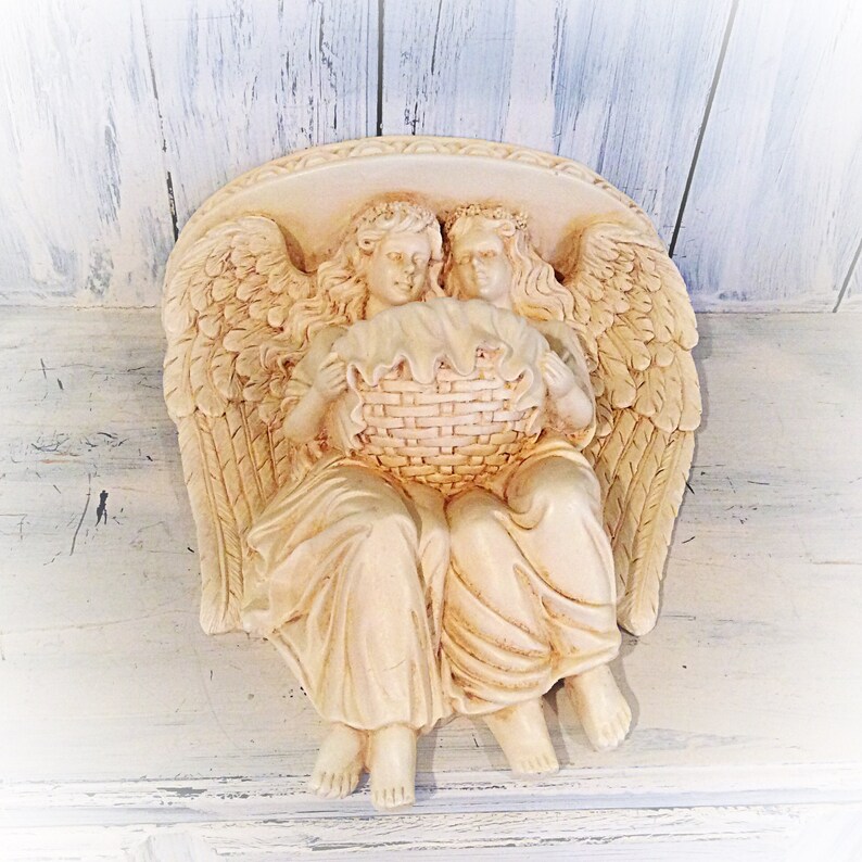 Vintage plastic resin vanity small shelf Angels sconce | Etsy on Small Sconce Shelf id=61615