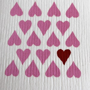 Motif coeurs - Lavette suédoise sérigraphiée à la main