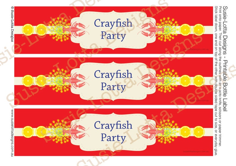 Crawfish Label Crayfish Party in English - Bottle Label - Printable PDF - Etsy