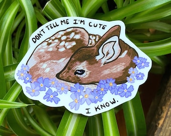 Sleeping Fawn Sticker | Cute Baby Deer | Wildlife | Backyard Buddy | Floral Animal | For Her