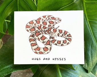 Snake Greeting Card | Hugs and Hisses Blank Notecard | Ohio Wildlife | Backyard Buddy | Funny |