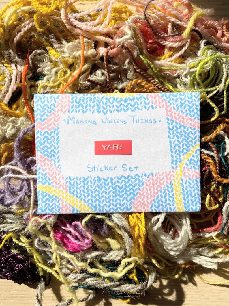 Knitting Yarn Vinyl Sticker Set 3 Illustrated Stickers Etsy