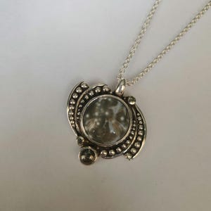 Sterling Silver Geometric Swirl Spike Jasper & Citrine Statement Pendant