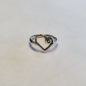 Sterling Silver Asymmetric Spiral Heart Ring
