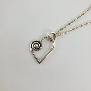 Sterling Silver Asymmetrical Spiral Heart Pendant