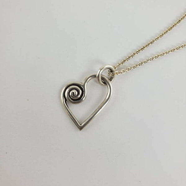 Sterling Silver Asymmetrical Spiral Heart Pendant