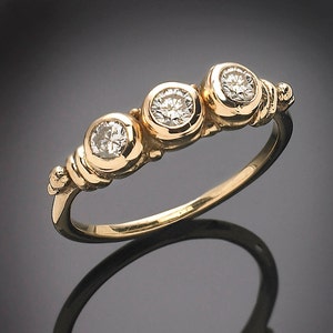 14Kt. Solid Gold Three Stone Diamond Ring