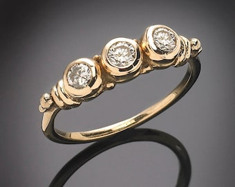 14Kt. Solid Gold Three Stone Diamond Ring