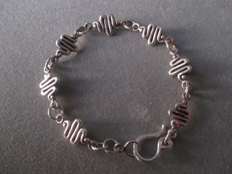 Sterling Silver Squiggle Zig Zag Link Bracelet