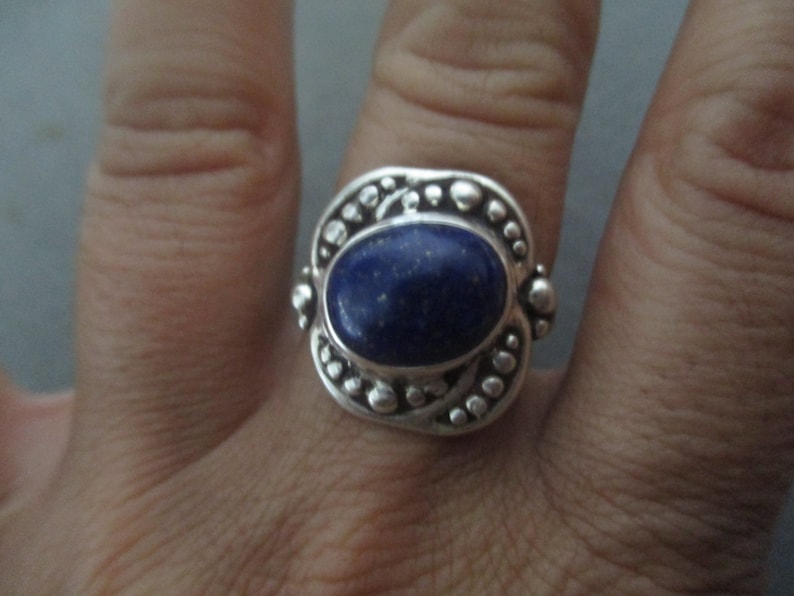 Modern Sterling Silver Lapis Lazuli Statement Ring R115SSL | Etsy