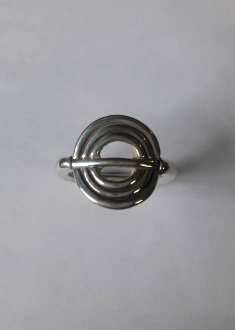 Sterling Silver Geometric Circle Ring - Etsy