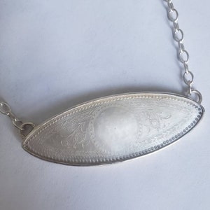 Sterling Silver Carved Antique Mother of Pearl Poker Chip Statement Pendant