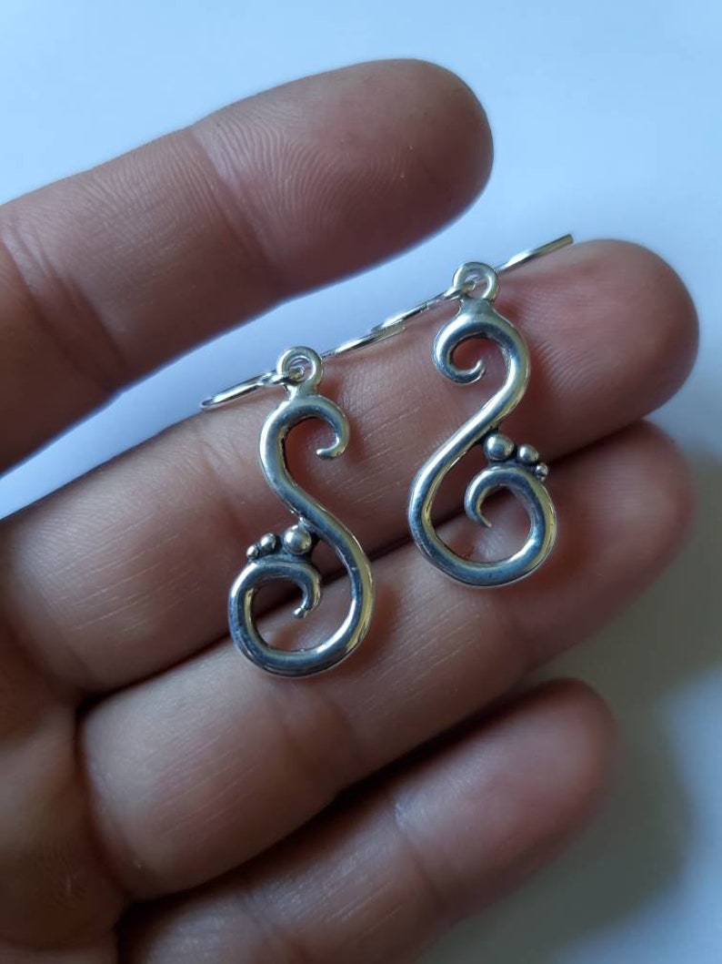 Long Sterling Silver Swirl Earrings ER89SS Etsy