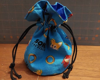 Drawstring Dice Bag made from Video Game Fabric