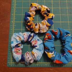 Scrunchies made from Video Game Fabric