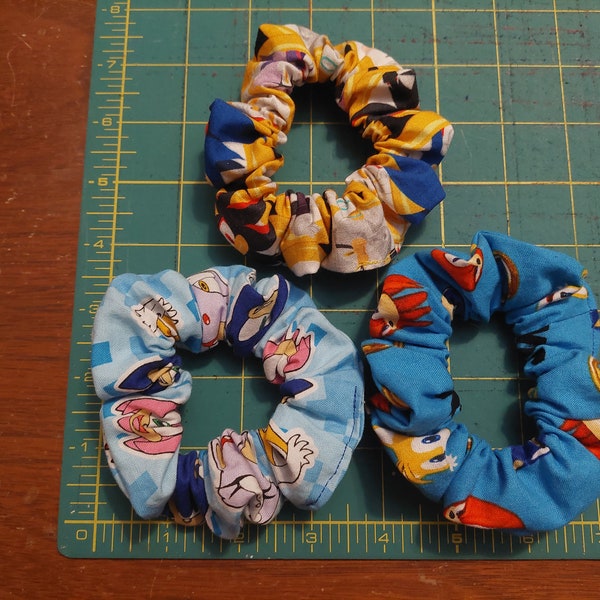 Scrunchies made from Video Game Fabric