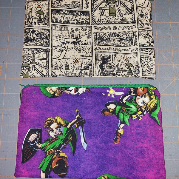 Zipper Pouch made from Video Game fabric with Lining