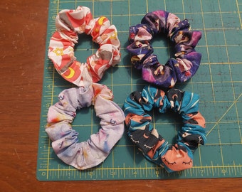 Scrunchies made from Magical Girl Anime Fabric MADE TO ORDER