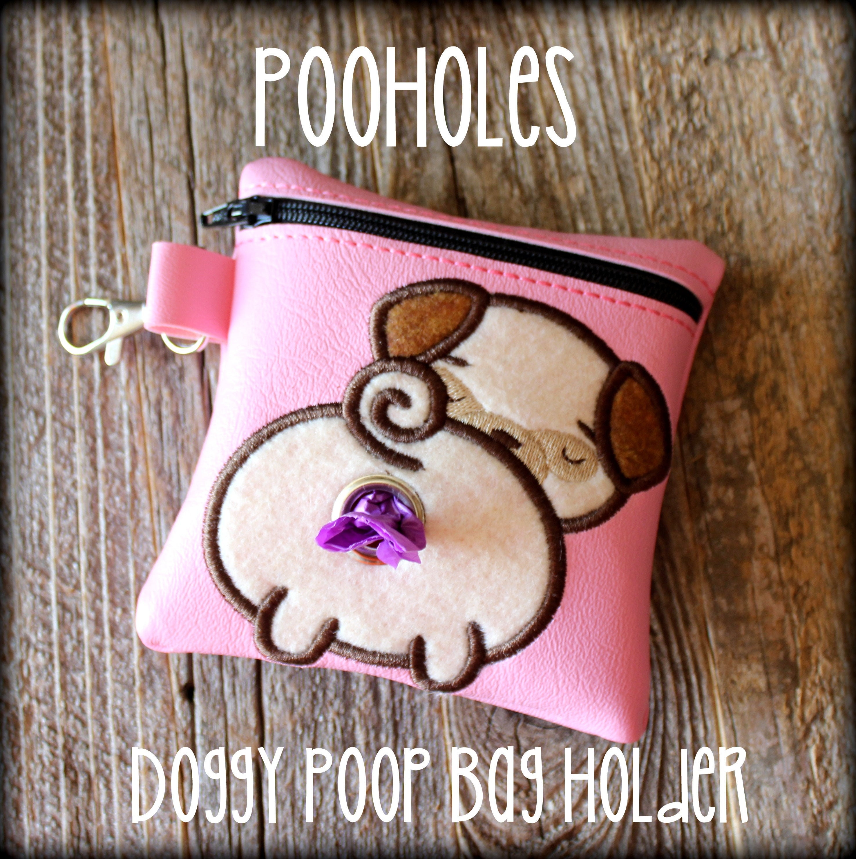 Poop Bag Holder Pooholes Pug Dog Poop Bag Holder Zipper Etsy