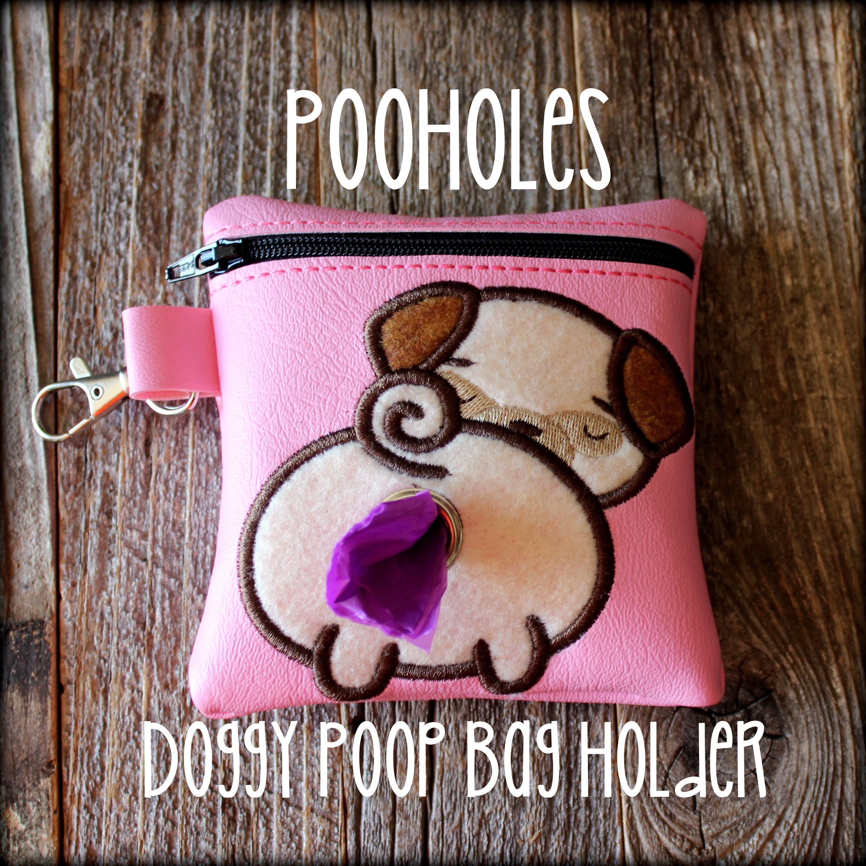 Poop Bag Holder Pooholes Pug Dog Poop Bag Holder Zipper Etsy