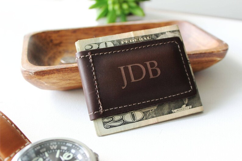 Personalized Money Clip Leather Money Clip Custom Leather Money Clip Wallet Wedding Gift Groomsmen Gifts Anniversary Monogrammed Gift - 