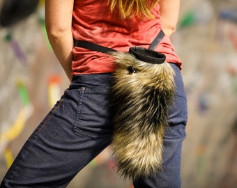 Crimp Chimps Original Raccoon Tail Chalk Bag