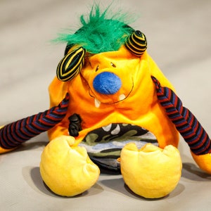 Crimp Chimps Orange Monster Stuffed Animal Chalk Bag image 1