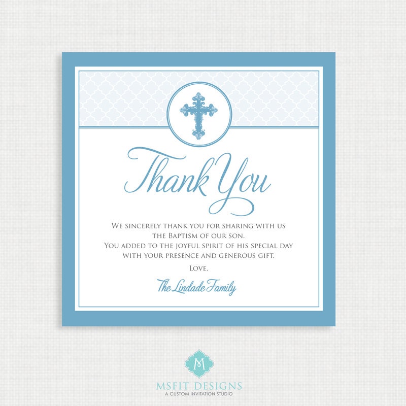 Printable Baptism Thank You Card DIY Printable Thank You Etsy