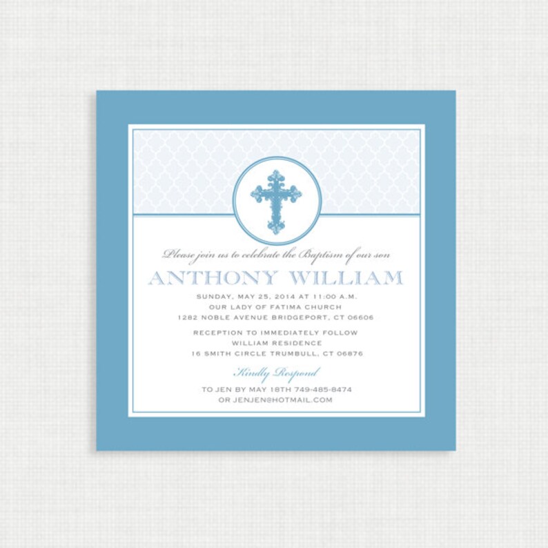 Boy Baptism Invitation DIY Printable Invite Christening Etsy