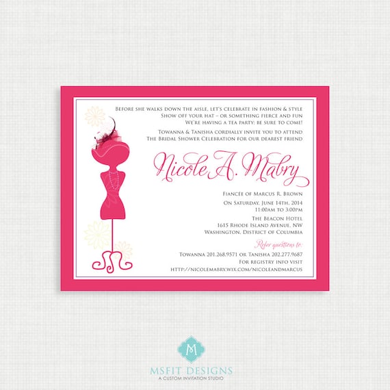Printable Wedding Shower Invitation Hats and Fascinators Etsy