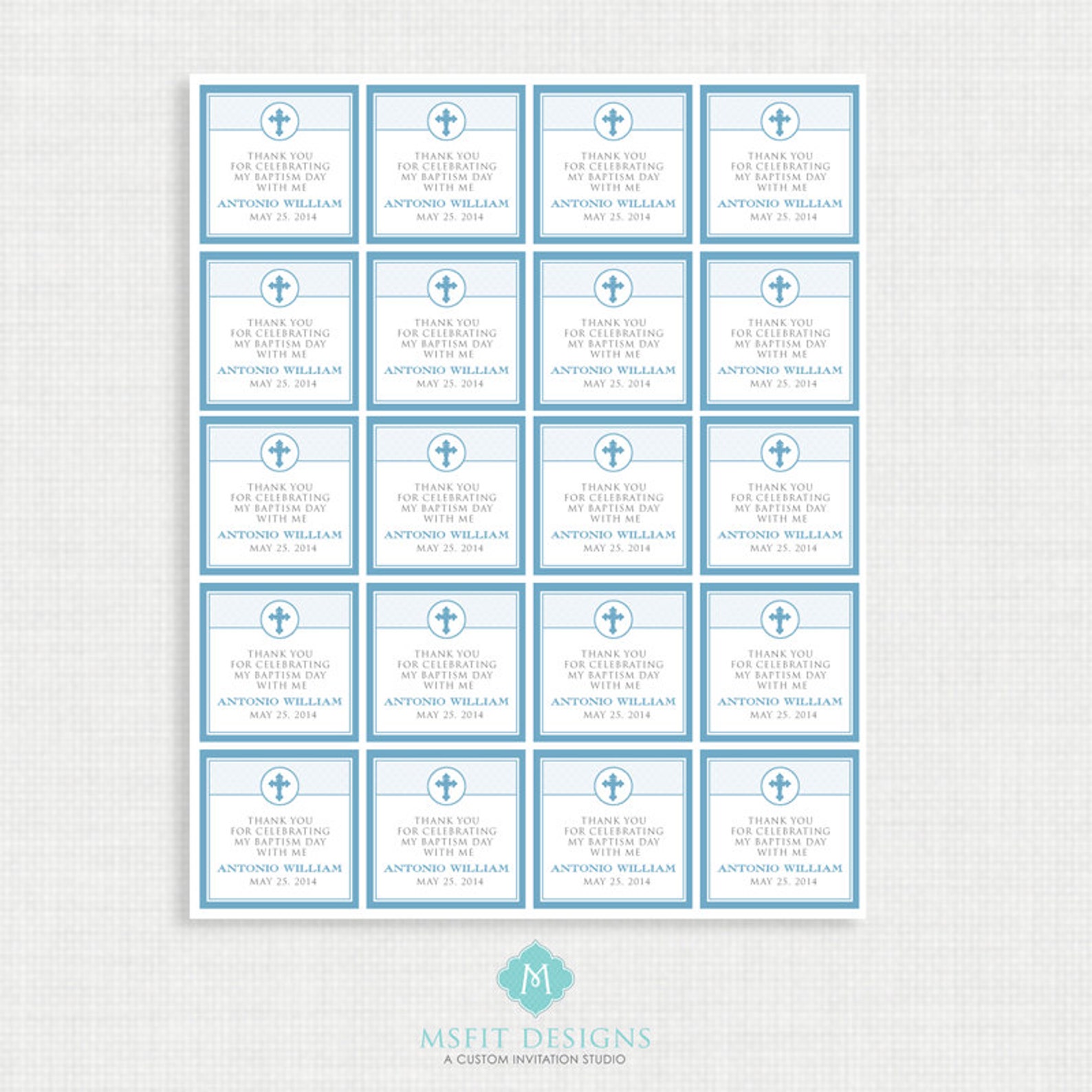 Boy Baptism Invitation DIY Printable Invite Christening Etsy