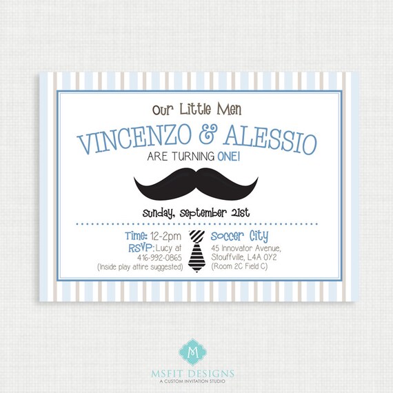 cumpleaños para imprimir invitación bigote y lazos etsy