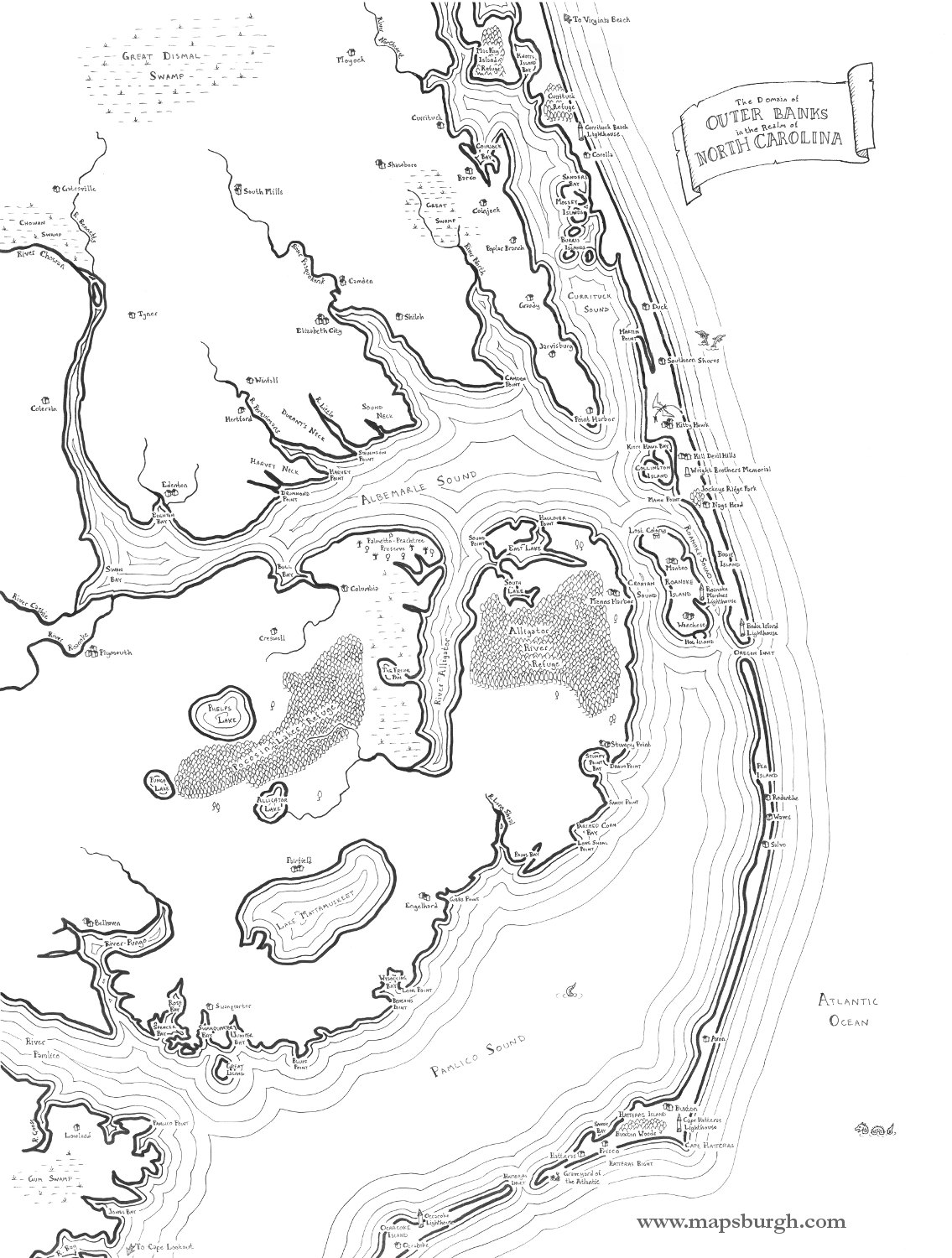Fantasy Map of the Outer Banks - Etsy