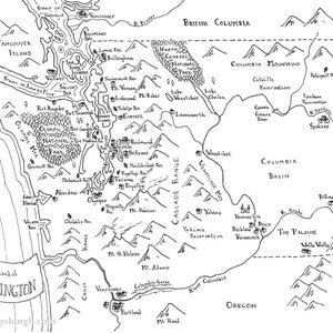 Carte fantastique de l'état de Washington