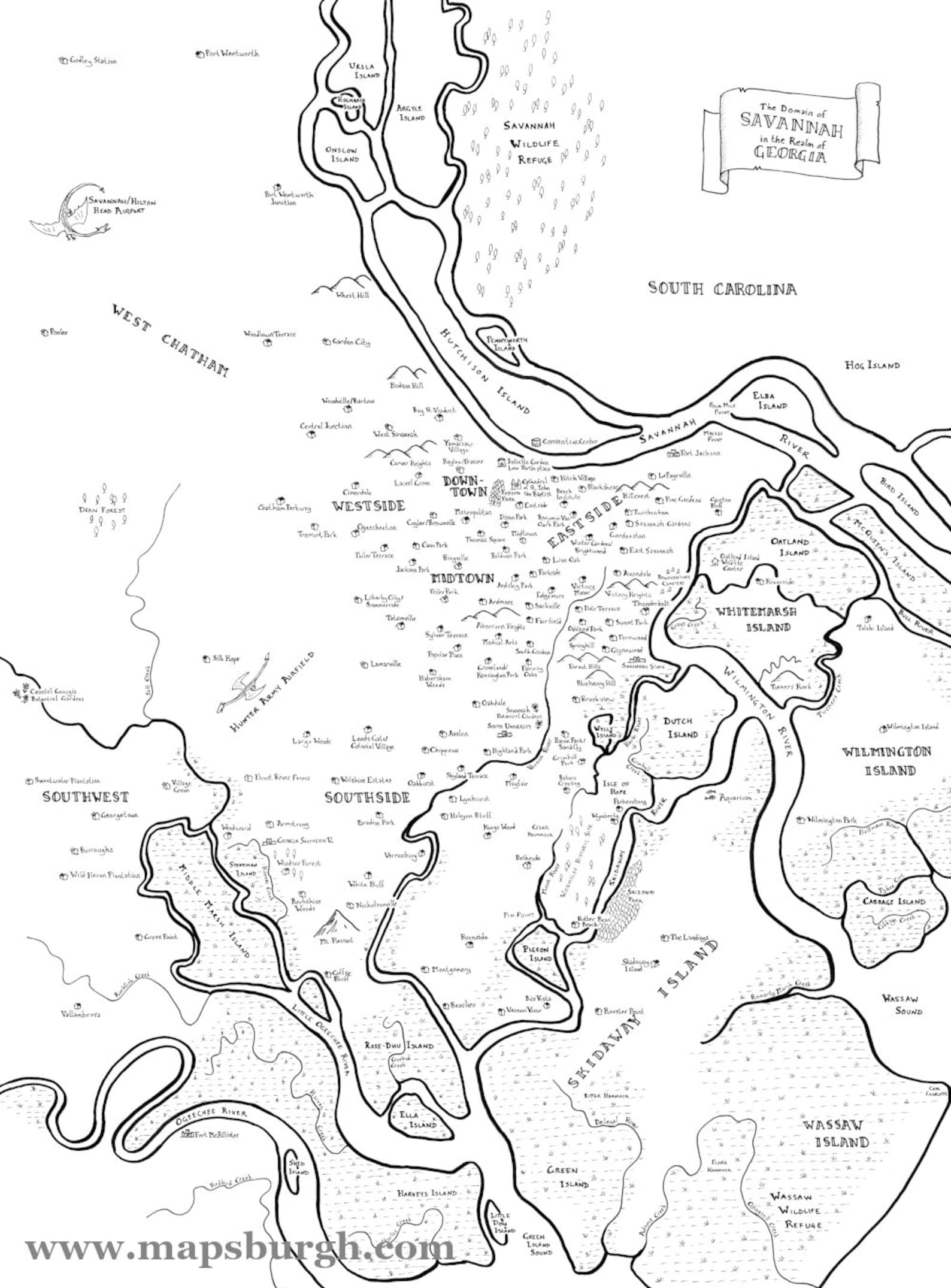 Fantasy Map of Savannah, GA - Etsy
