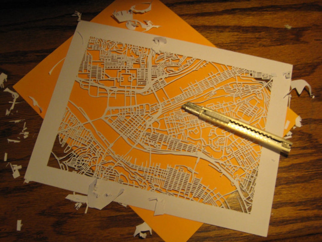 Cut Paper Map of YOUR Neighborhood -- 11x17 - Etsy