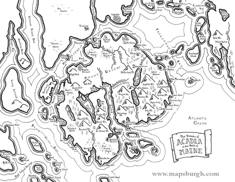 Fantasy Maps of New England Places: Acadia, Burlington, Manchester ...