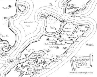 Fantasy maps of Texas cities: Galveston, Dallas, San Antonio, Amarillo